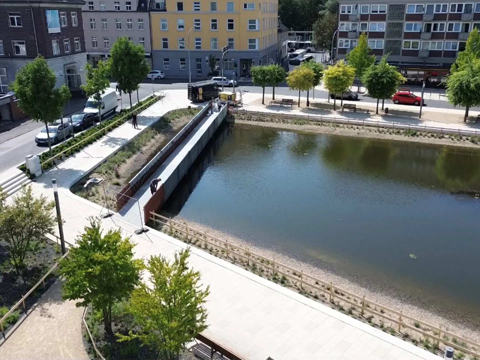 Luftansicht des Bastinsweihers in Stolberg