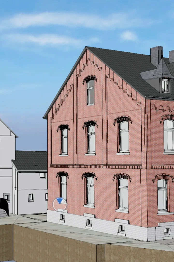 Bauzeichnung von zwei Gebäuden