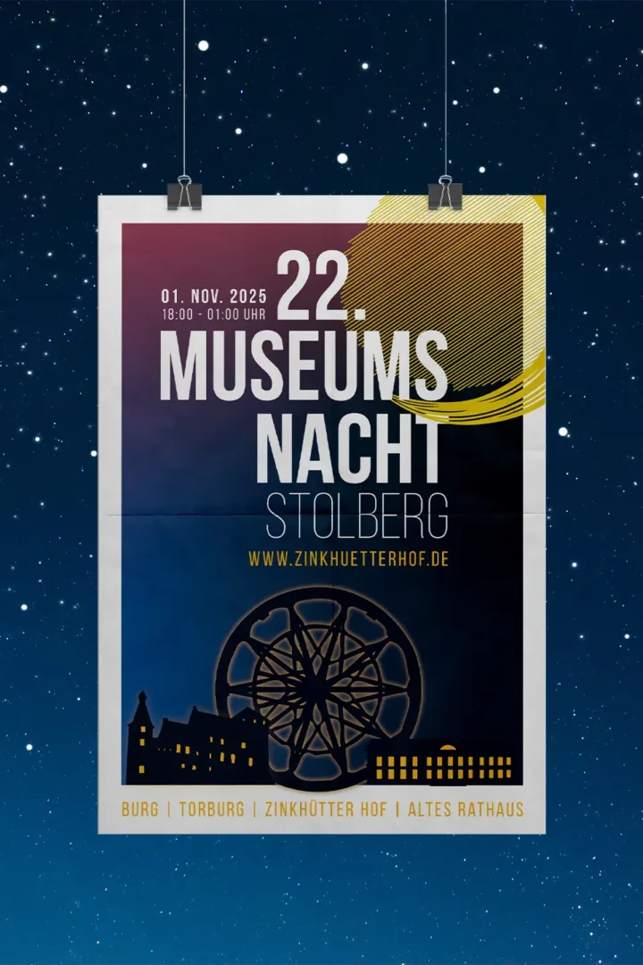 Plakat der Museumsnacht in Stolberg vor einem Sternenhimmel