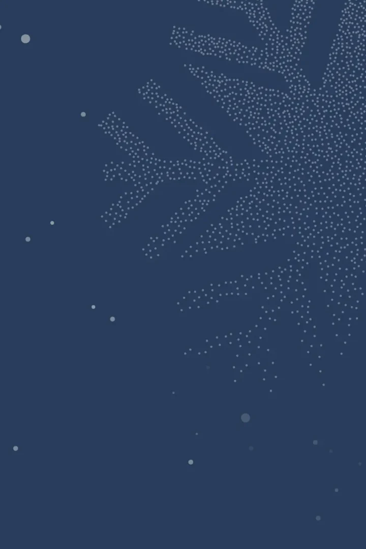 Weihnachtliche Illustration einer Schneeflocke auf blauem Grund